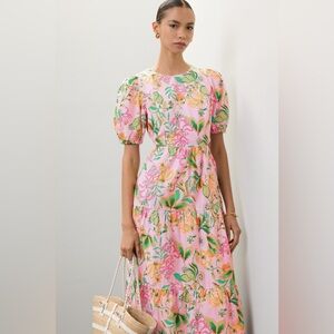 Lilly Pulitzer Pink Floral Midi Dress